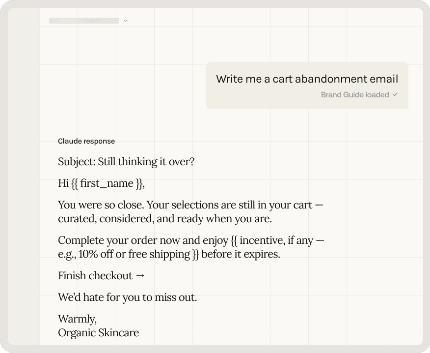 Cart abandonment email